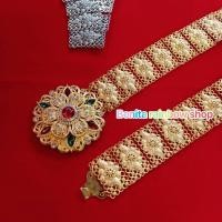 ราคา เข็มขัดชุดไทย ประดับเพชรพลอยหลากสี เครื่องประดับชุดไทย รุ่นเส้นใหญ่ ความยาวเข็มขัด 38 นิ้ว KA0041 (20888751631)