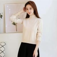 ราคา BRANCHÉ เสื้อไหมพรม เสื้อหนาว ผ้านิ่มสีพื้น เสื้อคอเต่า ครอปแขนยาว sweater ผู้หญิง เสื้อคอเต่าสีพื้น HZFWC8494 (21048329285)