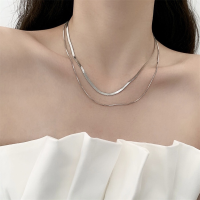 ราคา ฉบับภาษาเกาหลีของผู้หญิงกระดูกงูสร้อยคอแฟชั่นแบบเรียบง่ายสร้อยคอห่วงโซ่ผู้หญิงดีไซน์สองชั้น (20507060212)
