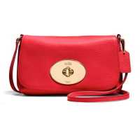 ราคา กระเป๋าสะพาย COACH แท้ หนังแท้ หนังนิ่ม สะพายเฉียงได้ ทรงสวยมาก รุ่นหายาก Coach 52896 Liv Pebbled Leather Crossbody Red (7465341309)