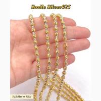 ราคา สร้อยคอเงินแท้ 92 5 Italy Beads ชุบ 2 กษัตริย์ Ball ตัดลาย Slide (19760128358)
