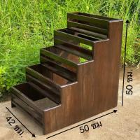 ราคา ชั้นวางขวด ชั้นว่าเครื่องปรุง ชั้นวางของ ชั้นวางขวดน้ำหวาน ชั้นวางขวดไม้สัก 5 ชั้น สีโอ๊ค (4506422294)