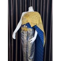 ราคา ชุดไทยจักรี ชุดไทยแต่งงาน ชุดไทยสีกรมท่า สีทอง สไบ เจ้าสาว (20846353624)