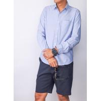 ราคา เสื้อเชิ้ตคอปกแขนยาว สีฟ้ายีนส์ ผ้า Oxford (478988839)