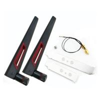 ราคา 2X8Dbi Dual Band M 2 IPEX MHF4 U Fl Cable to RP SMA Pigtail WiFi Antenna Set for Intel AX210 AX200 9260 9560 NGFF Card (20091120359)