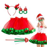 ราคา Christmas Tutu Skirt Ballet Dance Dress Princess Skirt Christmas Tutus Red Green Costume with Glasses for Little Girls polite (20811245552)