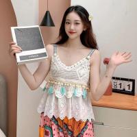 ราคา CF1026 เสื้อสายเดี่ยวถัก สายเดี่ยวถัก งานสไตล์โบฮีเมียน แต่งปลายผ้าลูกไม้ น่ารักเว่อร์ (20341364959)