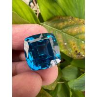 ราคา เพทาย ผ่านการเผา 1เม็ด 12 กะรัต รูป ร่างไข่ CUSHION 15x15มิล พลอย เพทาย สี ฟ้ากลาง LAB BLUE ZIRCON กัมพูชา 100 LAB MADE (17442304582)