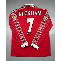 ราคา เสื้อบอล ย้อนยุค แขนยาว แมนยู 1998 เหย้า คอซิป Retro Long Sleeve Manchester United Home พร้อมเบอร์ชื่อ 7 BECKHAM อาร์มพรีเมียร์ลีค เรโทร คลาสสิค 1998 99 (20472995155)
