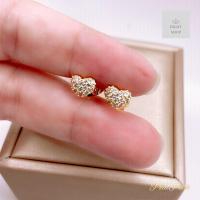 ราคา ต่างหูเพชรกระจุกรูปหัวใจ สไตล์มินิมอล ให้เลือกสองสีทอง และทองขาว (20263741627)