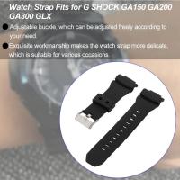ราคา ราคาถูกสุด สายนาฬิกาหนัง PU สีดำสายนาฬิกาเหมาะกับ G SHOCK GA150 GA200 GA300 GLX (9948499619)
