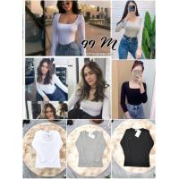 ราคา เสื้อยืด แขนยาวคอเหลี่ยม ผ้าเรย่อน ทรงสวยใส่สบาย อก32 38 มี 3 สี ดำ ขาวเทา (16332909571)