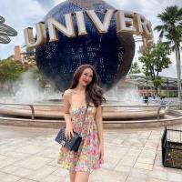 ราคา เข้าเพิ่มสินค้าพร้อมส่งเดรสสายเดี่ยวโชว์หลัง เดรสสไตล์เกาหลี เดรสลายดอก ชุดสายฝอ (20125264013)