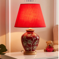 ราคา LRF จีนชนบทสีฟ้าดอกไม้และผีเสื้อโคมไฟตั้งโต๊ะเซรามิกยุโรปผ้าE27โคมไฟLEDสำหรับข้างเตียงและFoyer สตูดิโอ (5480126577)