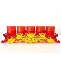 ราคา ชุดถ้วยน้ำชา 5ใบ แดง ทอง พร้อมฐานรอง ถ้วยชาจีน แก้วน้ำชาไหว้เจ้า งานคริสตัล ไหว้ศาลตี่จู้เอี๊ยะ ทนความร้อน ลวดลายสวยงาม DAD (20999111680)