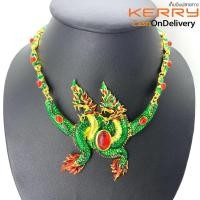 ราคา Vintage jewelryชุดไทยสร้อย พญานาคสร้อยคอ จี้ใหญ่ เพชรโบราณคลิ ลงยา (706082883)