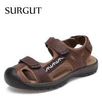 ราคา SURGUT หนังแท้สำหรับผู้ชายรองเท้าแตะรัดส้นชายคลาสสิกสำหรับผู้ชายชายหาดกลางแจ้งรองเท้าเดินป่าในน้ำรองเท้าแตะโรมัน (20186828299)