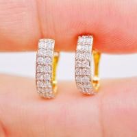 ราคา พร้อมส่ง ต่างหูห่วงเพชรแท้ ทองคำแท้9K ทอง37 5 เพชรแท้น้ำ100 เบลเยี่ยมคัต 9KPE1191 (16150616037)