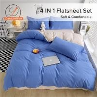 ราคา Dansunreve 4IN1 Flatsheet Set Plain Flat Sheet Duvet Cover Pillowcase Skin friendly Macaron Color Bedding Set (19413092451)
