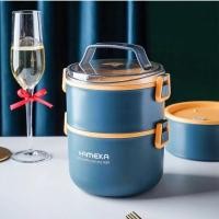 ราคา ปิ่นโตใส่อาหาร ปิ่นโตเข้าไมโครเวฟ แยกชั้นได้ ทรงกลม ก้นลึก แถมฟรีช้อน (15988594514)