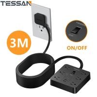 ราคา Surge Protector Power Strip with USB TESSAN Ultra Thin Flat Plug 1 5M Extension Cord 1625W 2 USB A 1 Type C 8AC Outlets 900J Surge Protection Wall Mount for Home Office Dorm Room Essentials (206049527