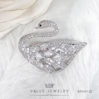 ราคา เข็มกลัด ฝังคริสตัลทรงเพชรมาคี Marquise Shape ลายหงส์ SWAN ขนาดพอเหมาะ เครื่องประดับ BRH0132 ValueJewelry (17988758780)