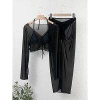 ราคา ชุดว่ายน้ำ 4 ชิ้น บิกินี่ เสื้อแขนยาวรูดหน้า กระโปรงทรงเอยาวรูดข้าง (21021839313)