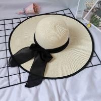 ราคา หมวกสานผู้หญิง รุ่นC002 หมวกปีกกว้าง หมวกเที่ยวทะเล หมวกกันแดด หมวกแฟชั่น ขอบสีดำ โบว์สีดำ (17467053094)