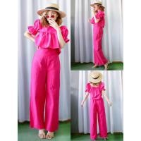 ราคา ชุดเซ็ทเสื้อครอป กางเกงขายาวเอวสูง (20937194737)