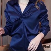 ราคา พร้อมส่ง เสื้อเชิ้ตคอปกเเฟชั่นผู้หญิงเนื้อผ้าซาติน ผ้าเงา พริ้ว ใส่สบาย (20058864576)