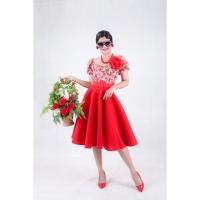 ราคา ชุดวนิดา ชุดย้อนยุค ชุดลายดอก ชุดทองกวาว ครบเซต (21255384370)