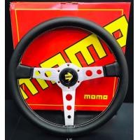 ราคา พวงมาลัยแต่ง momo หนังดำก้านดำ Prototipo 350mm ขนาด 13 5 นิ้ว ใส่ได้กับรถทุกรุ่น พร้อมน็อตแป้นแตร เป็นงานเทียบแท้ (14045834674)