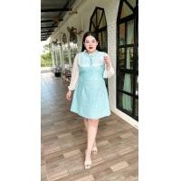 ราคา 544 Bชุดเดรสสาวอวบ ชุดออกงาน ชุดทำงานแขนยาวรุ่นแขนชีฟองอก38 46 (19319494445)