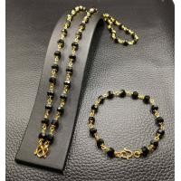 ราคา ชุดสร้อยคอ ข้อมือสีทองเม็ดนิลเหลี่ยม งานปราณีตสวยมาก ยาว 24 นิ้ว สวมหัวได้ N1339 N1352 (3850428731)