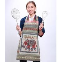 ราคา ผ้ากันเปื้อนลายช้างไทย แฟชั่นสวยเก๋ ทำจากผ้าฝ้าย ตัดเย็บประณีต มีกระเป๋าใหญ่พร้อมซิป Thai elephant pattern apron (15237482940)