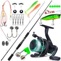 ราคา เบ็ดตกปลาคบชุดราคาถูกๆ เบ็ดตกปลาและรีลตั้ง 2ส่วนคาร์บอนไฟเบอร์คันเบ็ด แหวนคู่มือเซรามิก รอกสปินนิ่ง 200 ล้อปล ขนาดเล็กที่มีสาย (20933866887)