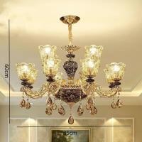 ราคา EASYHOME โคมไฟระย้าสไตล์ยุโรปโคมไฟห้องนั่งเล่นคริสตัลโคมไฟระย้าเซรามิคแบบโมเดิร์นไฟโรงแรมแบบสามโทน (20577397039)