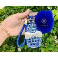 ราคา กระเป๋าพวงกุญแจรีโมทรถยนต์ทรงน้ำเต้าโบว์เพชร สายคล้อง ปอมปอม (539704971)