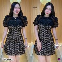 ราคา TW19441 เดรสลูกไม้ แต่งระบาย เชือกผูกเอว (21132489505)