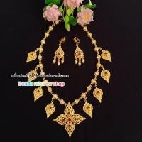 ราคา เครื่องประดับชุดไทย เครื่องประดับสีทอง เครื่องประดับชุดไทยสีทองพลอยแดง เครื่องประดับชุดไทยเป็นชุด รุ่น W001 (18885131788)