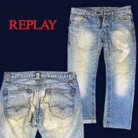 ราคา Replay patchwork ริมแดง กางเกง ยีนส์ ขา กระบอก ฟอกสีแต่งขาดแฮนด์เมด เซอร์ สวยครับเอว34ยาว39 ปลา ยขา 9 (17512585601)