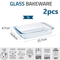 ราคา ถาดอบแก้ว ถาดอบอาหาร แก้ว ไมโครเวฟได้สามารถ เข้าเตาอบได้ Glass Baking Dishes set 4pcs 1L 1 5L 2L 3 5L (20692615547)