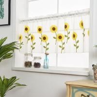 ราคา ดอกไม้เย็บปักถักร้อยสั้นม่านพระShadeครัวผ้าม่านครึ่งม่านสั้นแผงม่าน (9030653109)