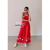 ราคา พร้อมส่ง จั้มหมีปักหัวใจ จั้มสูทขายาว งานโอเวอร์ไซส์ (10793902572)