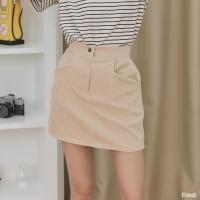 ราคา Fond กระโปรง ผ้าลูกฟูก เอวสูง กระดุมหน้า กระเป๋าข้าง S20 (17877219832)