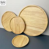 ราคา จานไม้ยางพาราแบบกลม จานไม้ ถาดไม้ ทรงกลม สำหรับใส่อาหาร มี 4 ขนาด (9423811716)