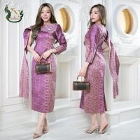 ราคา ชุดผ้าไหม เดรสผ้าไหม ชุดออกงาน ชุดไปงาน ชุดทำบุญ เดรส มณีจันทร์ ผ้าไหม ลายแพรวา ทรงสไบข้าง ชมพูกะปิ (20406802405)