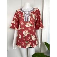 ราคา เสื้อคอวีแขนระบาย อก44 นิ้ว (19200175924)