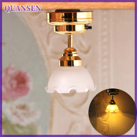 ราคา QUANSEN บ้านตุ๊กตา1 12ขนาดเล็กโคมไฟ LED เพดานโคมไฟแชนเดอเลียเฟอร์นิเจอร์ไฟตกแต่งโมเดลบ้านตุ๊กตาอุปกรณ์ตกแต่งบ้าน (20339161799)