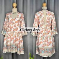 ราคา มินิเดรสผูกหลัง เดรสสั้นพิมพ์ลายสไตล์โบฮีเมี่ยน (20599719172)